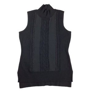 White House Black Market Women's S High Neck Sleeveless Sweater Top Beaded Tank